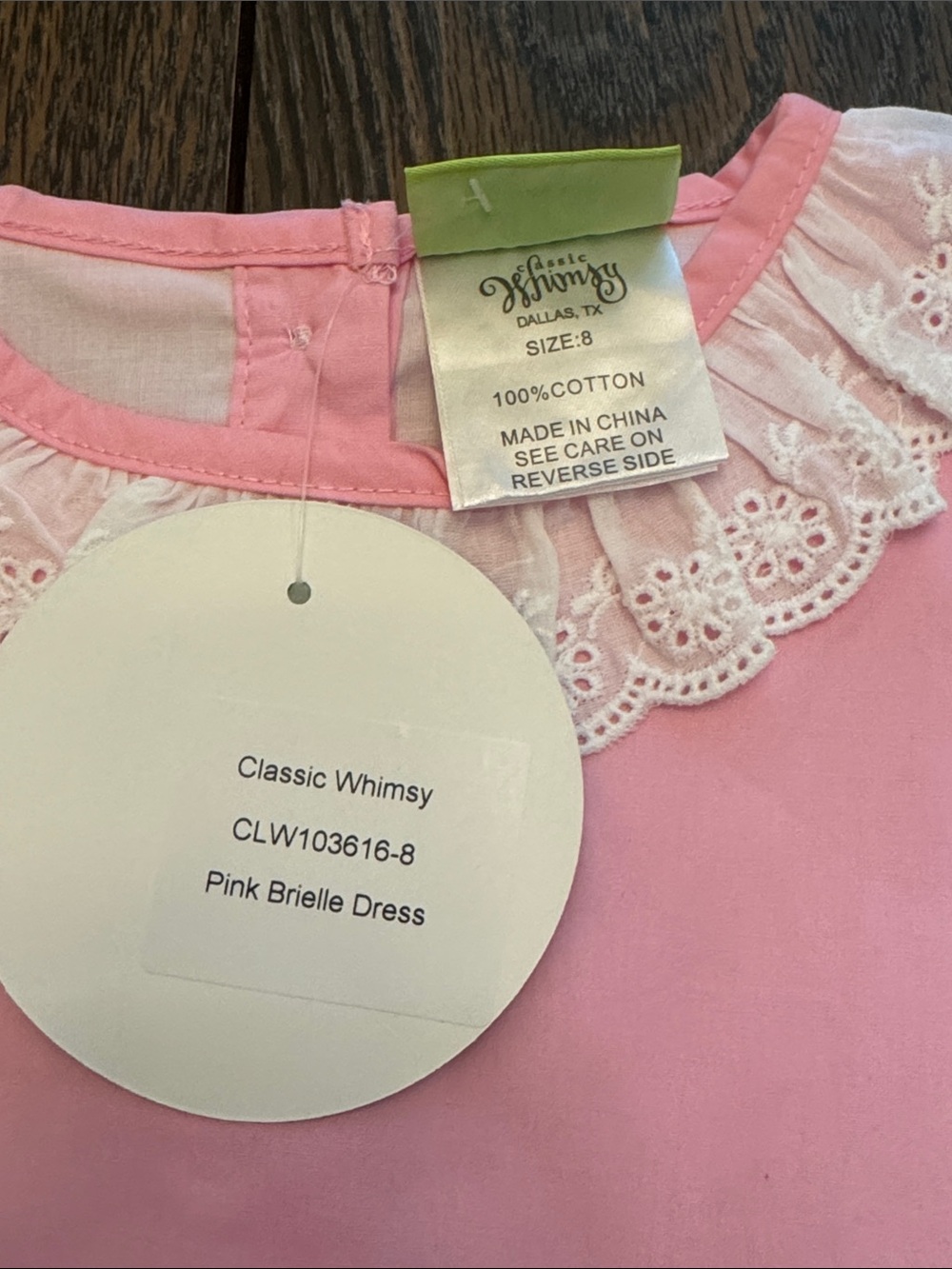 Pink Girls' Dress with Lace Trim - Classic Whimsy 8 - Picture 3 of 6